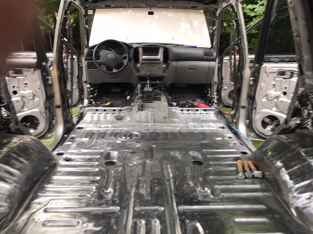 Bare steel floor, alternate angle, rear cabin